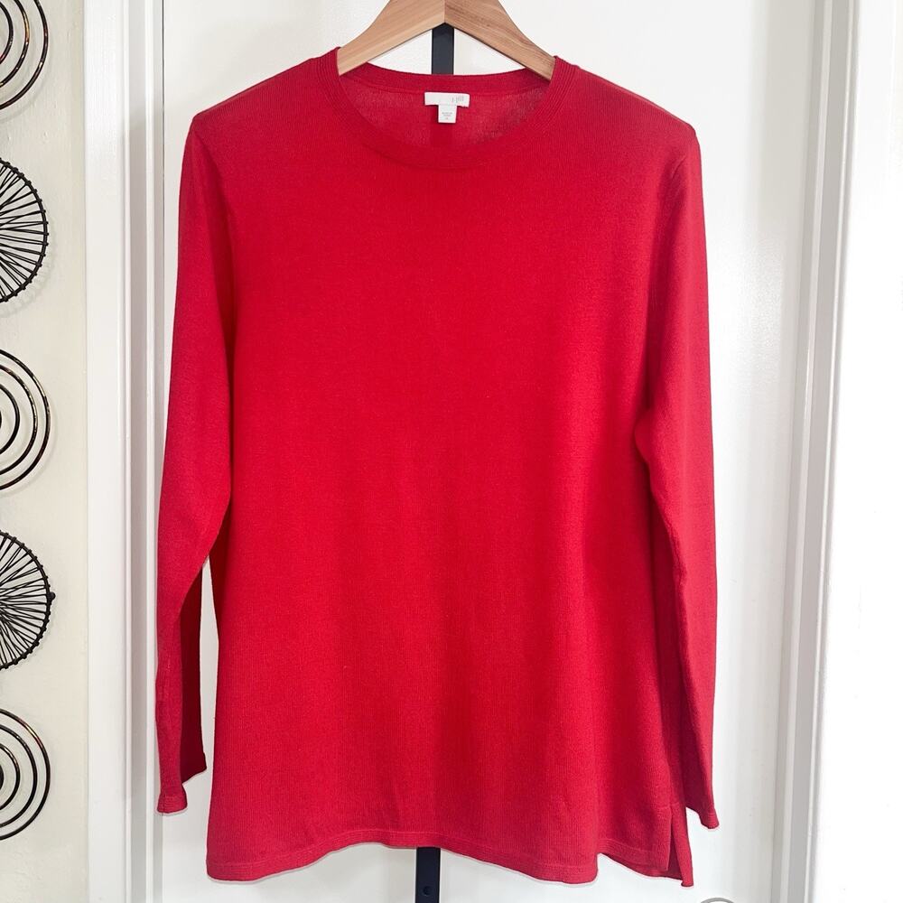 J Jill Womens Crew Neck Lightweight Tunic Sweater Dopamine - Red, Size XL